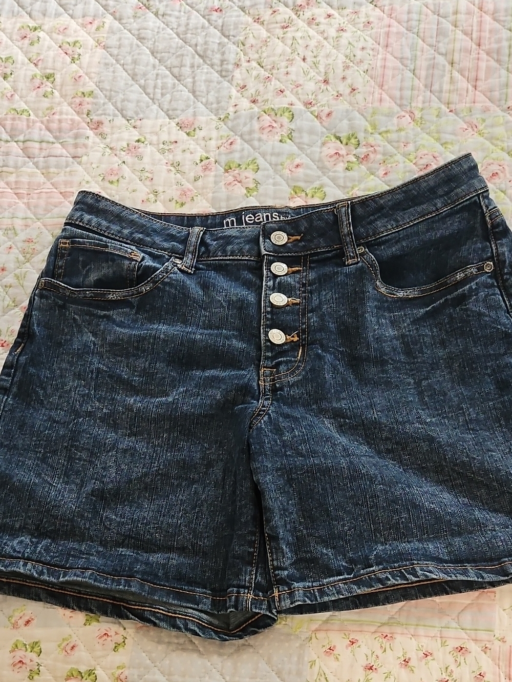 Maurices Dark Blue Button-Front Denim Shorts